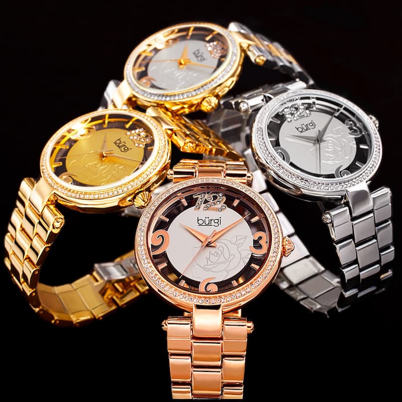 Burgi Women's Japanese Quartz Swarovski Crystal Bracelet Watch