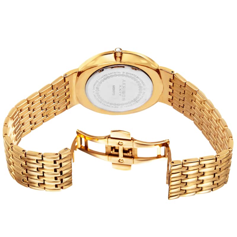 Akribos XXIV Men's Quartz Diamond Dial Stainless Steel Gold-Tone Bracelet Watch - GOLD