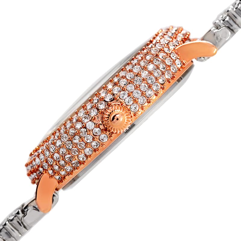 Burgi Women's Quartz Swarovski Crystal Rose-Tone Bracelet Watch - Gold