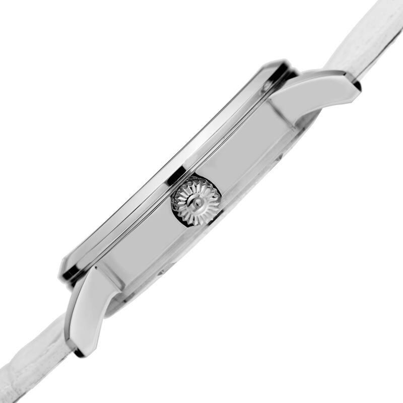 Burgi Women's Quartz Swarovski Crystal Leather White Strap Watch