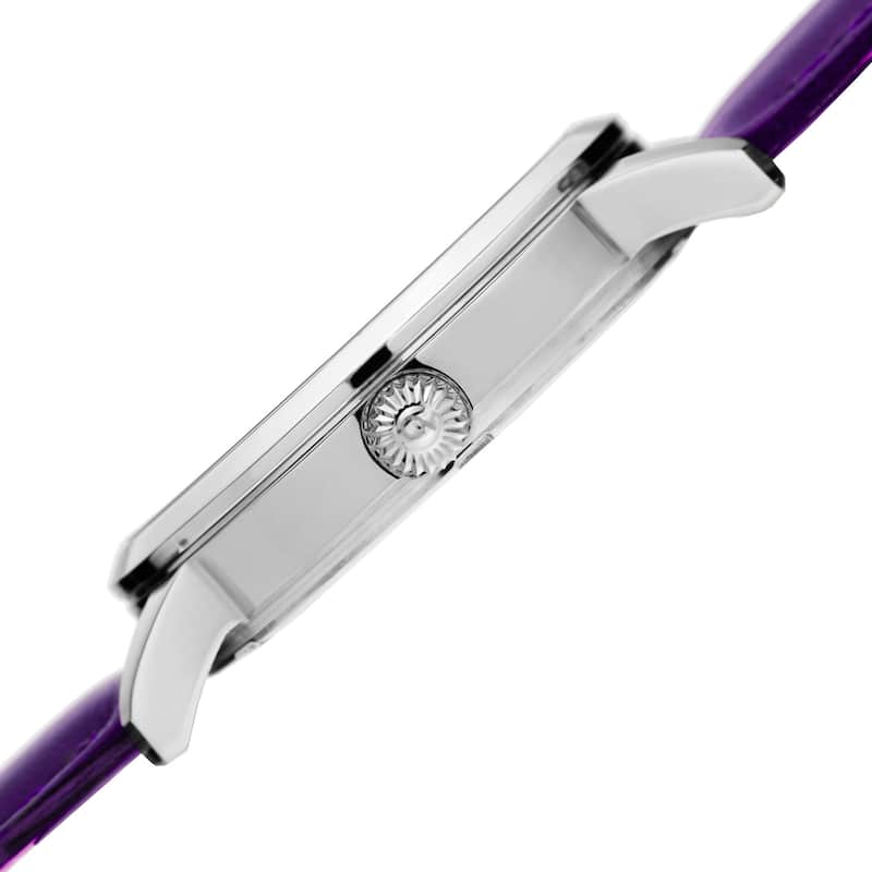 Burgi Women's Quartz Swarovski Crystal Leather Purple Strap Watch