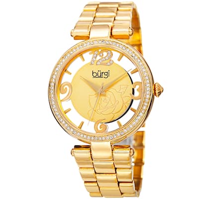 Burgi Women's Quartz Swarovski Crystal Gold-Tone Bracelet Watch - Gold