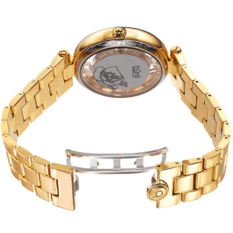 Burgi Women's Quartz Swarovski Crystal Gold-Tone Bracelet Watch - Gold