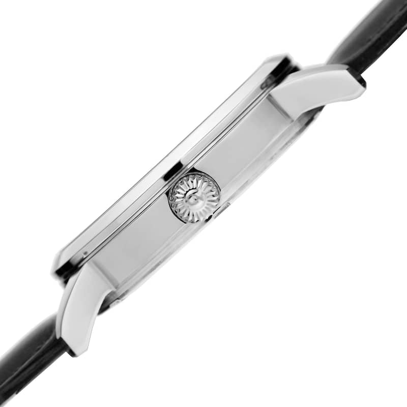 Burgi Women's Quartz Swarovski Crystal Leather Black Strap Watch