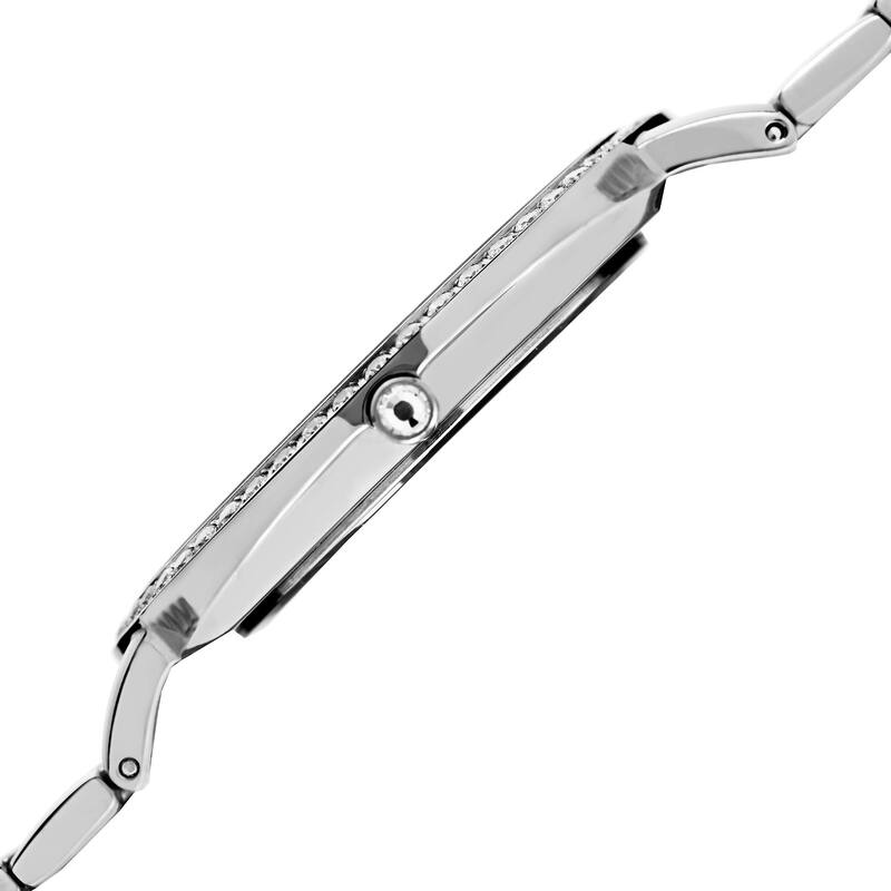 Akribos XXIV Men's Quartz Diamond Dial Stainless Steel Silver-Tone Bracelet Watch - silver