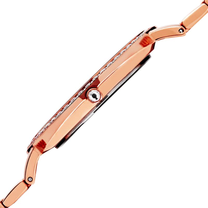 Akribos XXIV Men's Quartz Diamond Dial Stainless Steel Rose-Tone Bracelet Watch - PInk