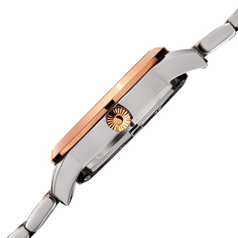 Burgi Women's Quartz Diamond Date Stainless Steel Two-Tone Bracelet Watch