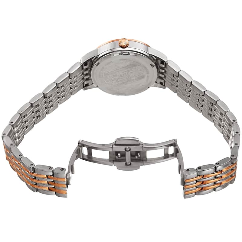 Burgi Women's Quartz Diamond Date Stainless Steel Two-Tone Bracelet Watch
