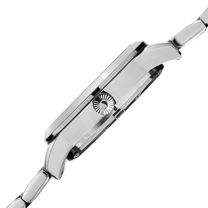 Burgi Women's Quartz Diamond Date Stainless Steel Silver-Tone Bracelet Watch - silver