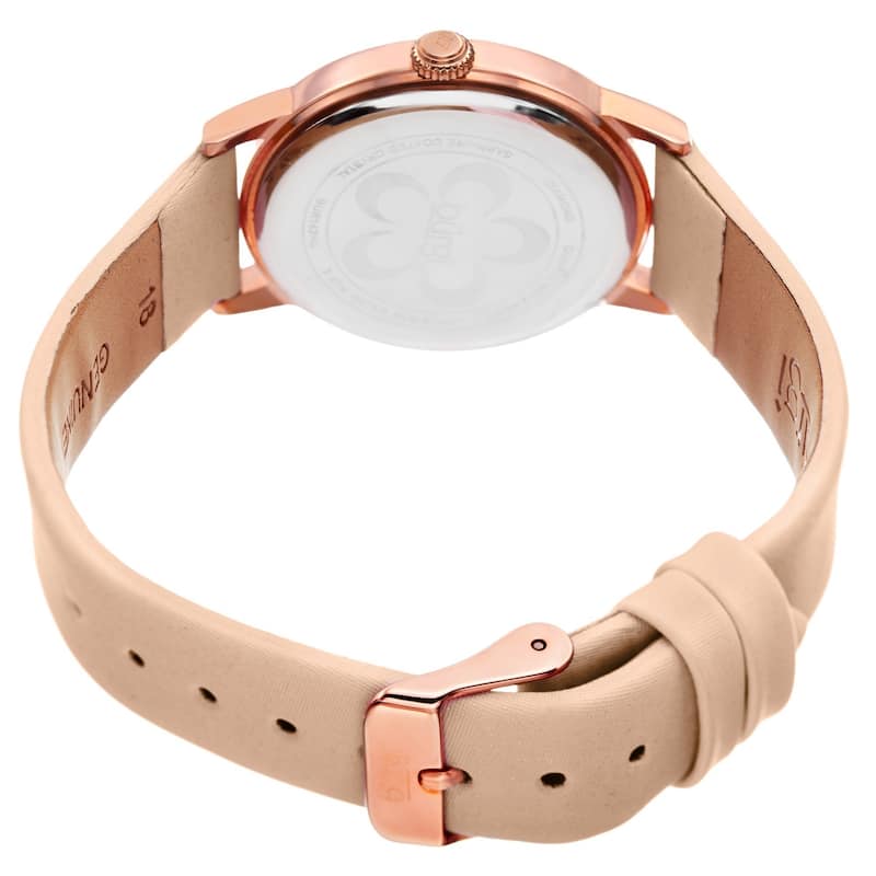 Burgi Women's Swiss Quartz Floral Swarovski Crystal Strap Watch - Pink