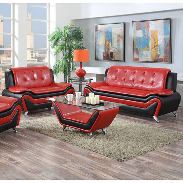 Wanda 2 Piece Modern Bonded Leather Sofa Set On 2 Piece Modern Bonded Leather Sofa Set