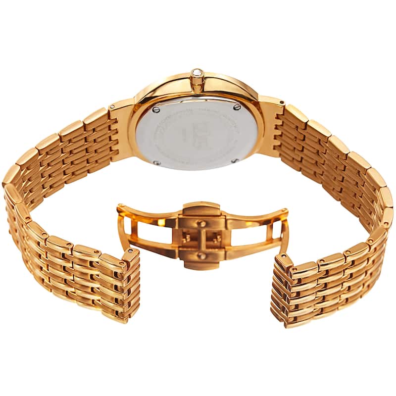 Burgi Women's Quartz Diamond Stainless Steel Gold-Tone Bracelet Watch - Gold