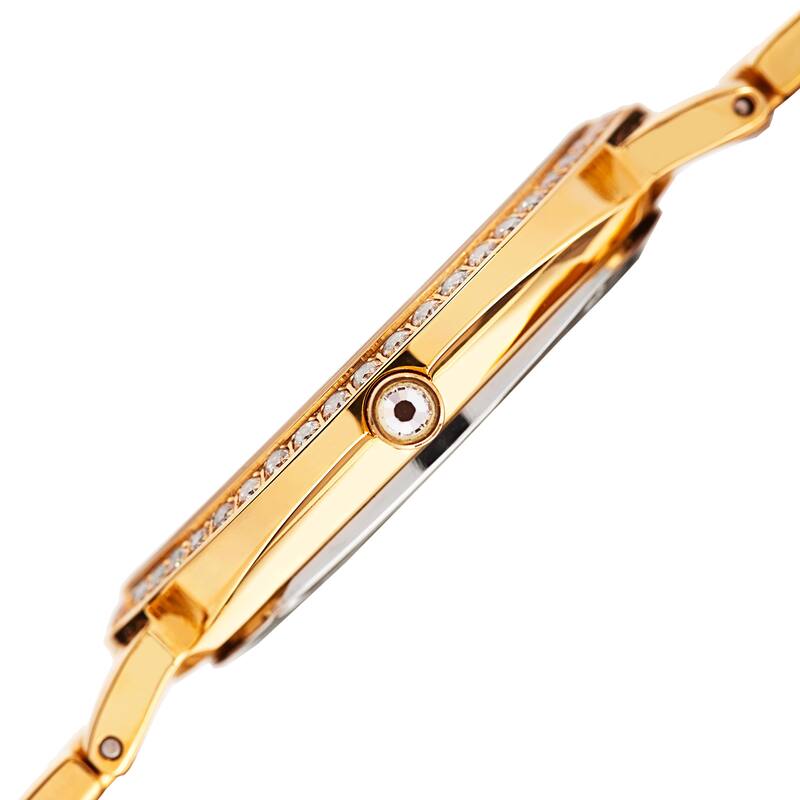 Burgi Women's Quartz Diamond Stainless Steel Gold-Tone Bracelet Watch - Gold
