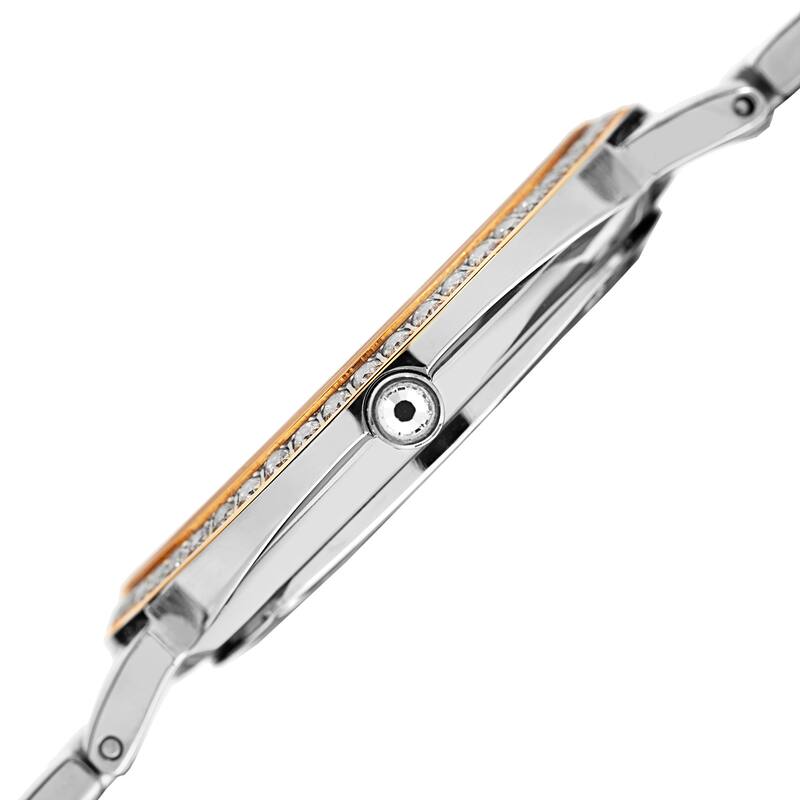 Burgi Women's Quartz Diamond Stainless Steel Two-Tone Bracelet Watch