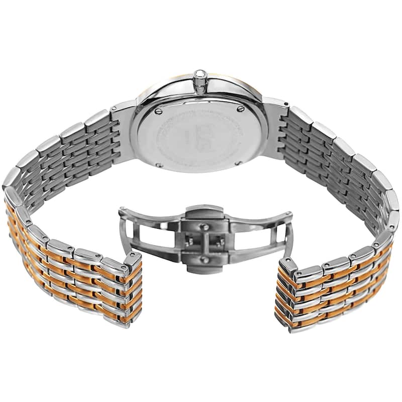 Burgi Women's Quartz Diamond Stainless Steel Two-Tone Bracelet Watch