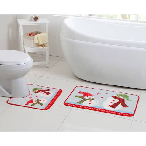 Holiday Bath Rugs Mats Find Great Towels Deals Vcny Holiday Themed Christmas Snowman Sledding 2 Piece Bath Rug Set