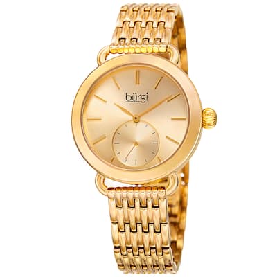 Burgi Women's Quartz Second Indicator Stainless Steel Gold-Tone Bracelet Watch - Gold