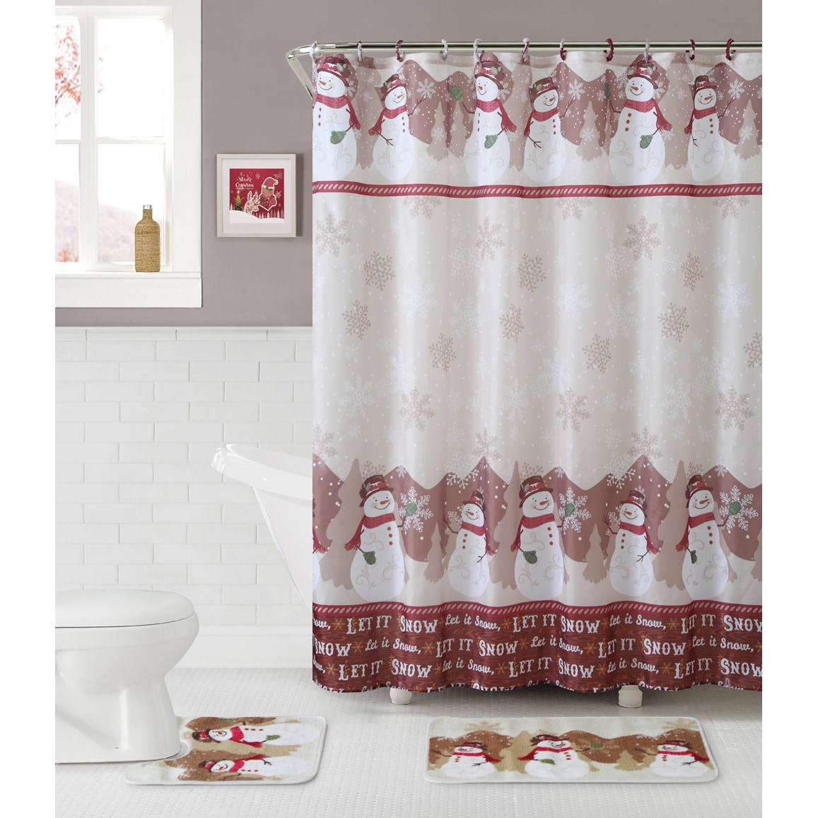 Shop Vcny Holiday Themed Christmas Snowman 15 Piece Bath Set