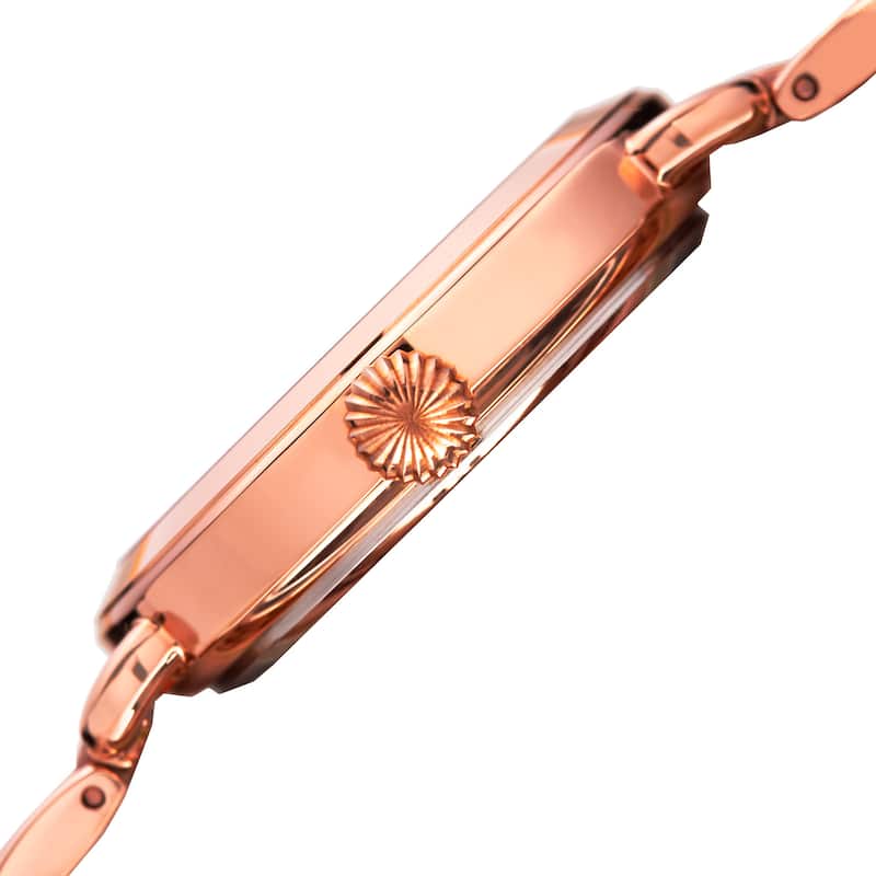 Burgi Women's Quartz Second Indicator Stainless Steel Rose-Tone Bracelet Watch
