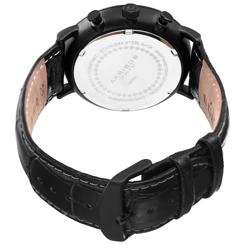 Akribos XXIV Men's Quartz Chronograph Leather Black Strap Watch