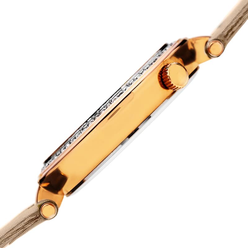 Burgi Women's Quartz Diamond and Swarovski Accented Satin Silk Gold-Tone Strap Watch - GOLD