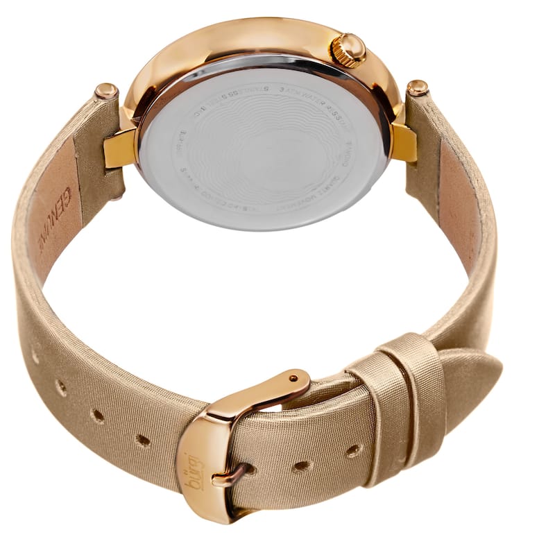 Burgi Women's Quartz Diamond and Swarovski Accented Satin Silk Gold-Tone Strap Watch - GOLD