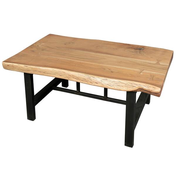 Handmade Wanderloot Gresham Live Edge Sustainable Acacia Wood Coffee Table With Decorative Joinery India Overstock 10840367