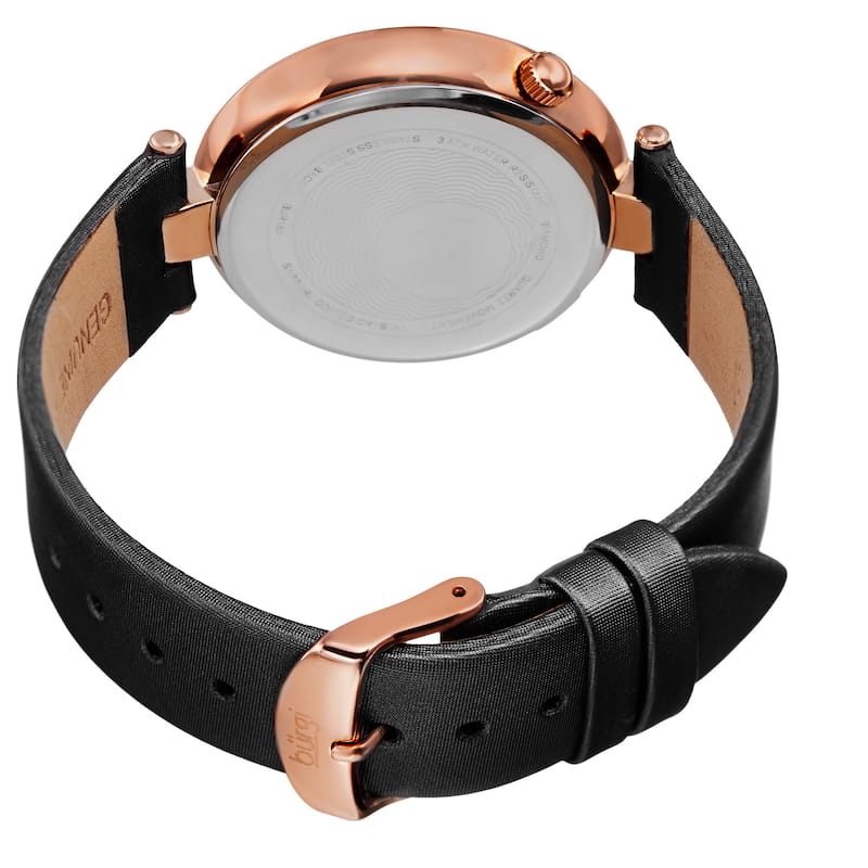 Burgi Women's Quartz Diamond and Swarovski Accented Satin Silk Black Strap Watch