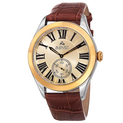 August Steiner Men's Quartz Alligator Embossed Leather Silver-Tone Strap Watch