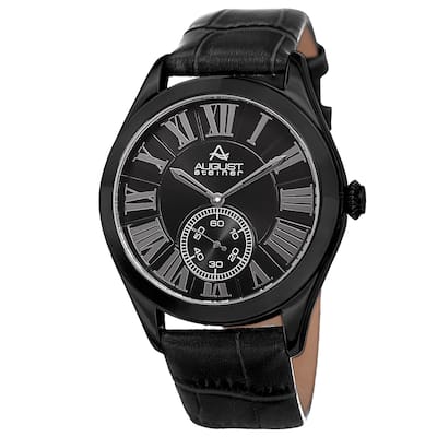 August Steiner Men's Quartz Alligator Embossed Leather Black Strap Watch