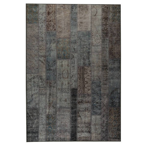 Handmade Printed Adana Blue Vintage Print Rug (India) - 5' x 8'. Opens flyout.