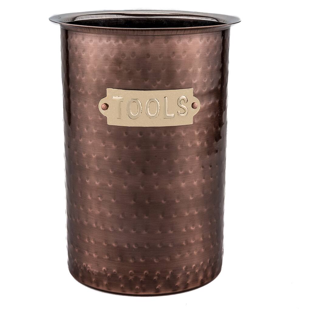 Old Dutch Hammered Antique Copper Tool Caddy