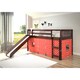 preview thumbnail 8 of 6, Donco Kids Mission Tent Loft Dark Cappuccino Twin Bed with Slide Twin Loft - Red Polka Dot Tent