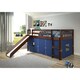 preview thumbnail 4 of 6, Donco Kids Mission Tent Loft Dark Cappuccino Twin Bed with Slide Twin Loft - Blue Tent