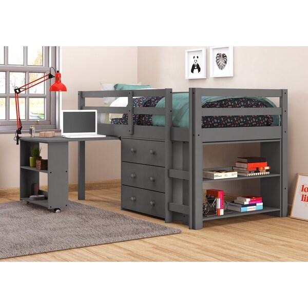 Donco Kids Low Study Loft Desk Twin Bed 