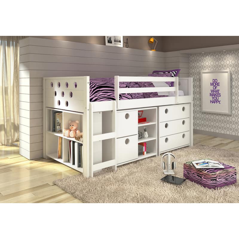 Donco Kids Circles Modular Low Loft Twin Bed - White