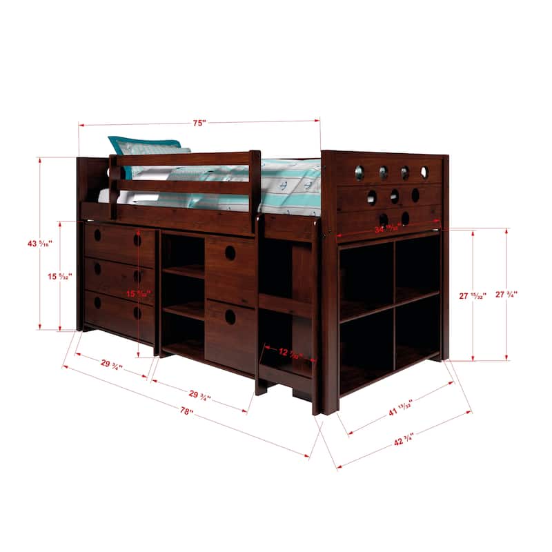 Donco Kids Circles Modular Low Loft Twin Bed