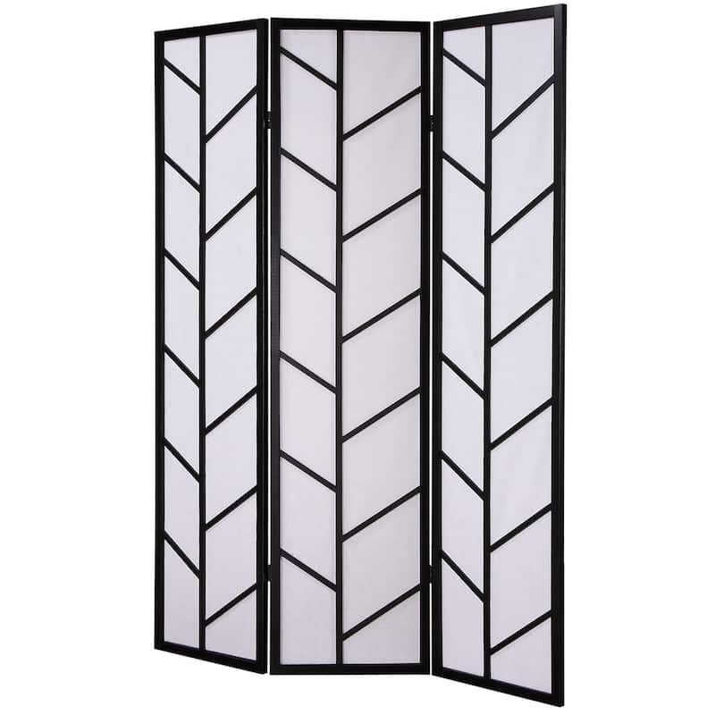 Roundhill Furniture Black 3-Panel Climbing Screen Room Divider
