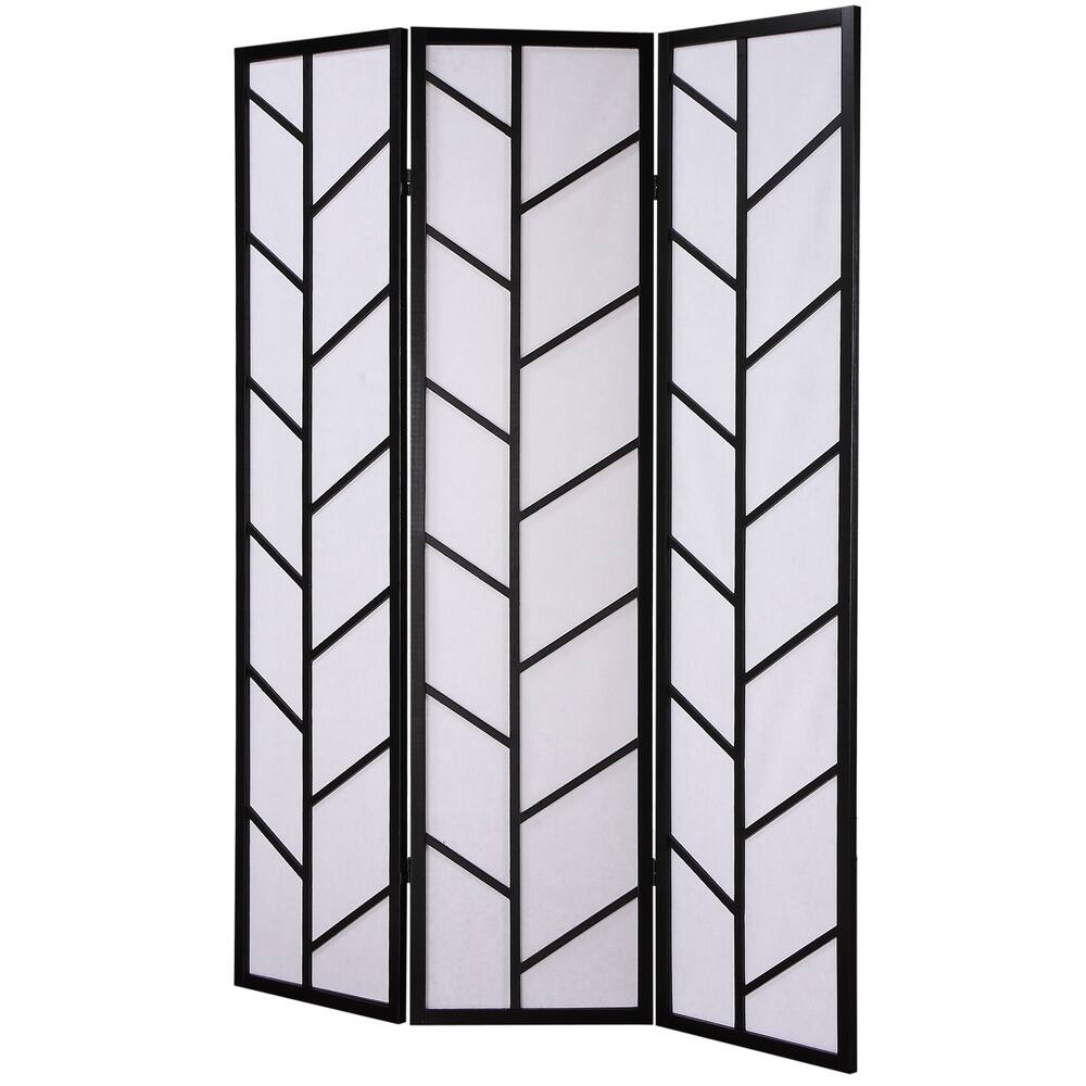 Roundhill Furniture Black 3-Panel Climbing Screen Room Divider - Bed ...