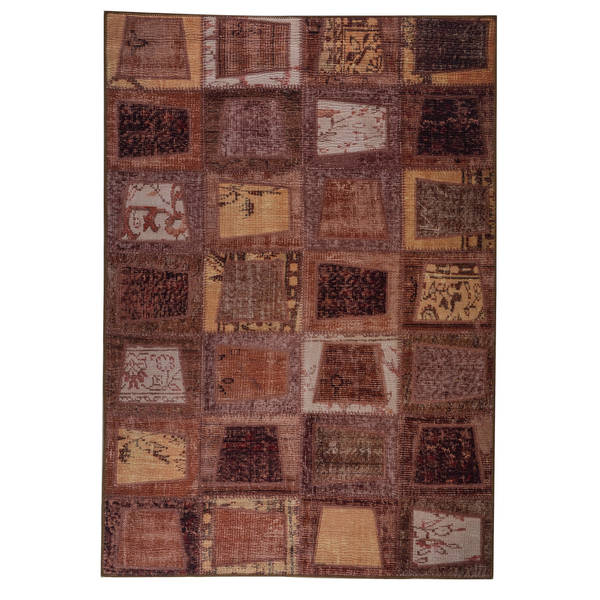 Handmade Burs Brown Vintage Print Rug (India). Opens flyout.