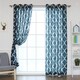 Aurora Home Moroccan Print Flax Linen Blend Grommet Top Curtain Panel 