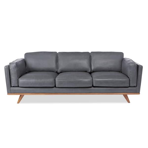 Shop Strick Bolton Del Ray Grey Oxford Leather Sofa Free