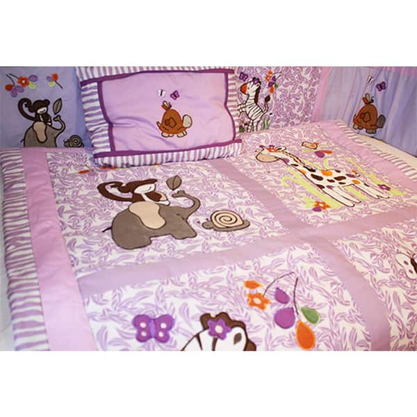 Shop Babyfad Jungle Girl 10 Piece Girls Purple Baby Crib Bedding