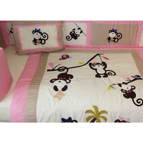 Bedding Nursery Bedding Sets Babyfad Pink Monkey 10 Piece Baby