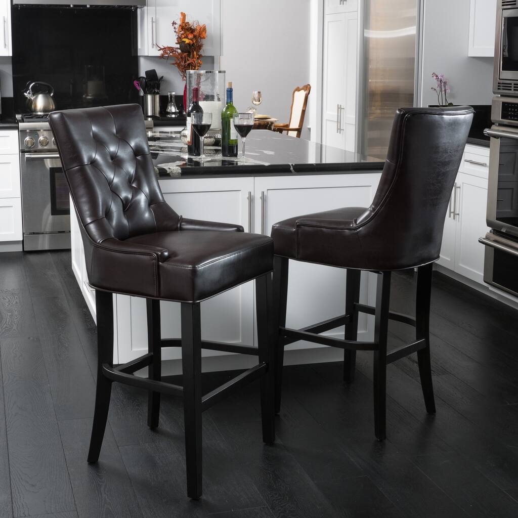 Lyons 48-inch Bonded Leather Barstool (Set of 2) by Christopher Knight Home - N/A
