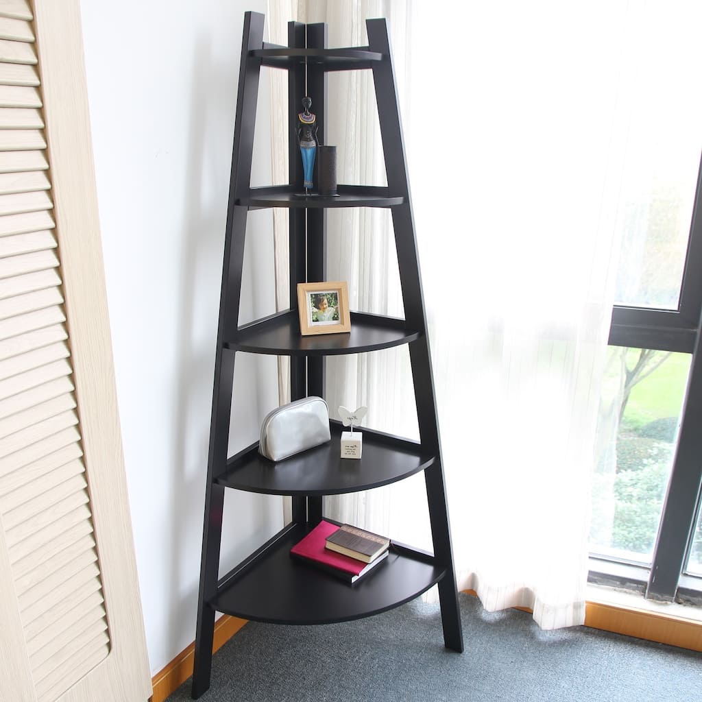 Adeco Corner Shelf, Espresso