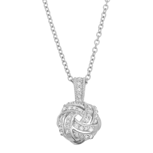 Shop Gioelli 10k White Gold 1/5ct TDW Diamond Love Knot Necklace - On ...