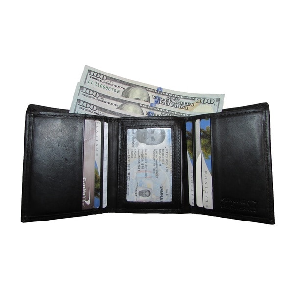 Shop Continental Leather Men&#39;s Trifold Wallet with Outside Window ID - Free Shipping On Orders ...