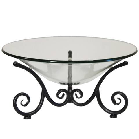 Decorative Iron Scroll Stand with Round Glass Bowl