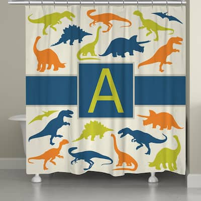 Laural Home Dinosaurs Monogram Shower Curtain